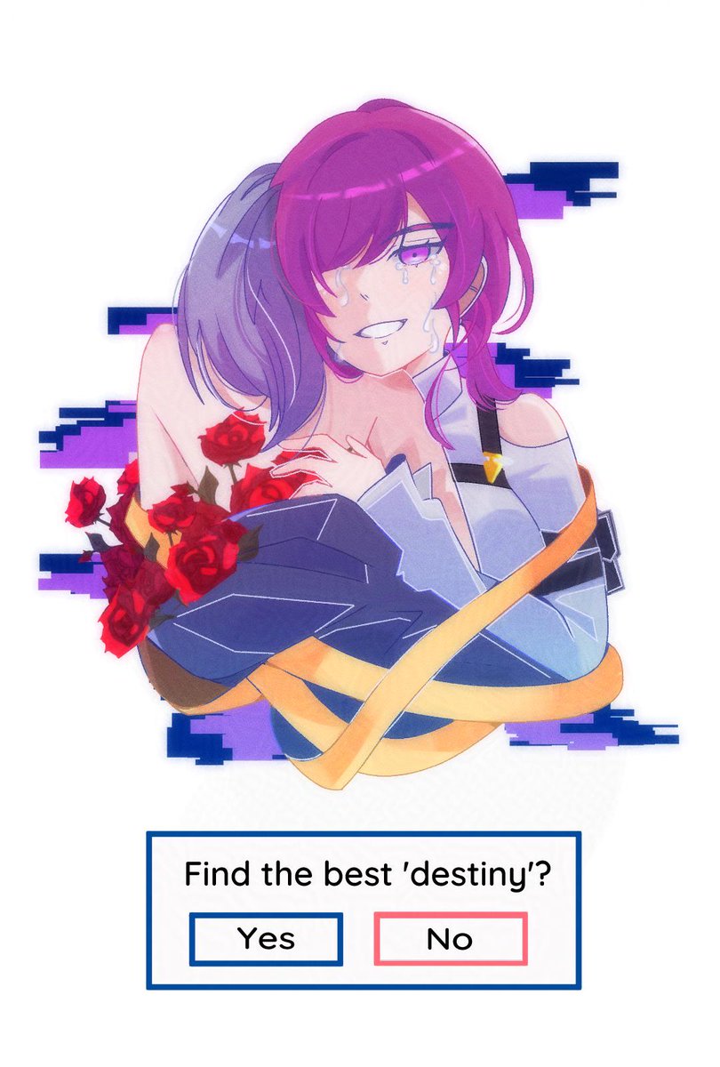 Day 2: Death - Destiny 
My hc is Stelle is fated to 'die' and she keep dying in every timeline and Kafka always too late to reach her. 

(I changed blood to red rose instead, seems suit deep love better)

#kafstel #HonkaiStarRail #kfstlweek25 #stelkaf #HSRFanart #カフ星