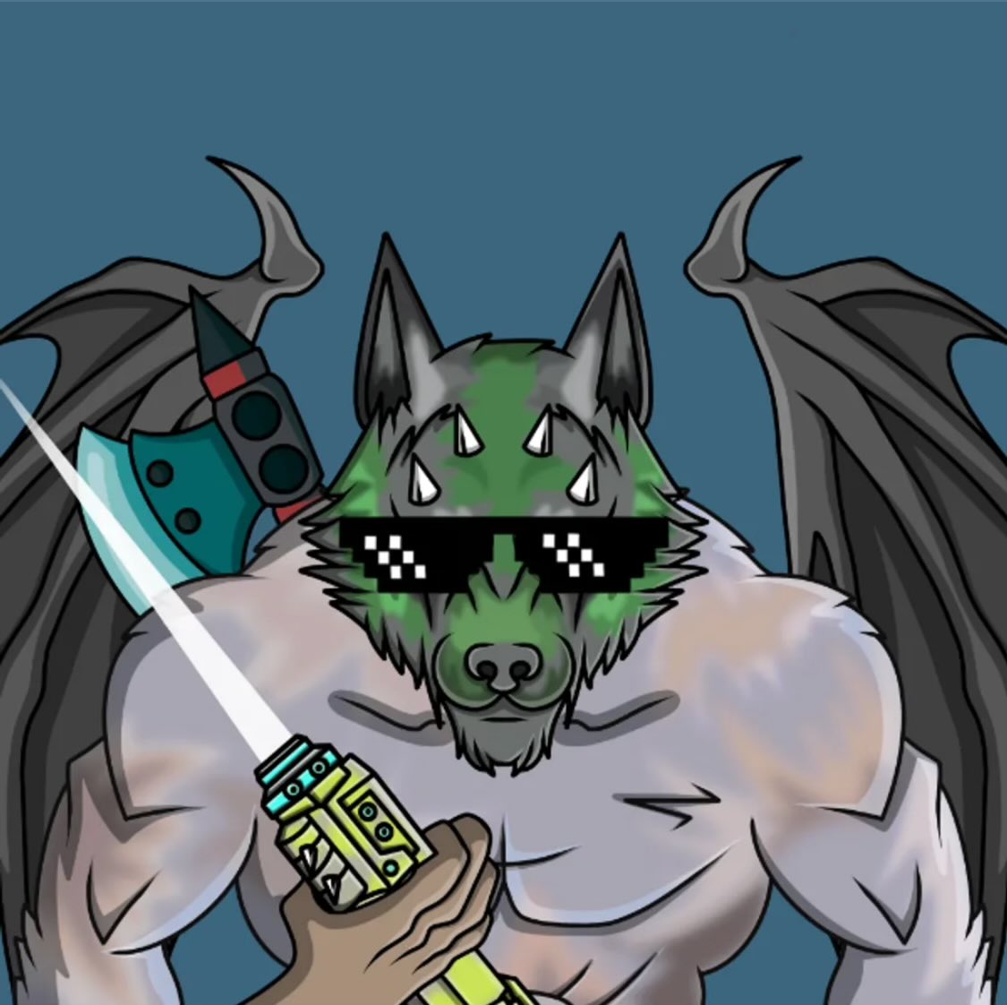 RealBarkerMan's tweet photo. Don’t forget we partnered with @TACV666 and @ApeRunnersBTC for a shaweet giveaway!!!

Here is the amazing nft from the @XRPWarLords x @DogmanXRPL collab we are sweetening the pot with. 

Go and make your memes! https://t.co/KLMetTsugp