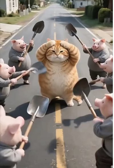 #IAlwaysThinkTwiceBefore messing with three little pigs, they might have back up.