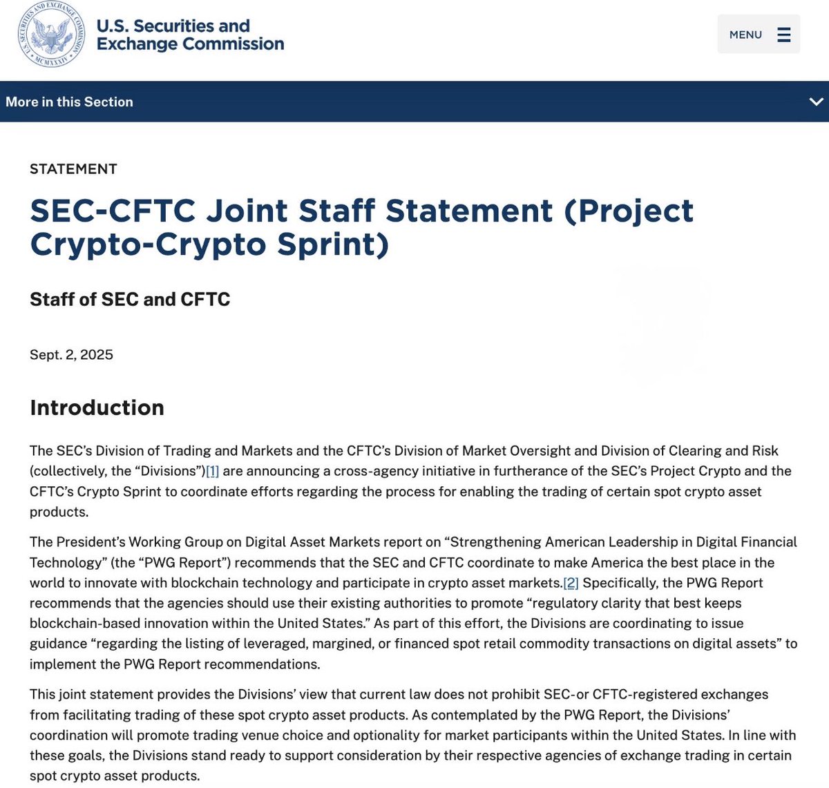 gaborgurbacs's tweet photo. U.S. registered exchanges will be able to trade spot Bitcoin and certain cryptocurrencies. Probably the biggest institutional news since the Bitcoin ETF.
Good for adoption. https://t.co/esZJBecpzc