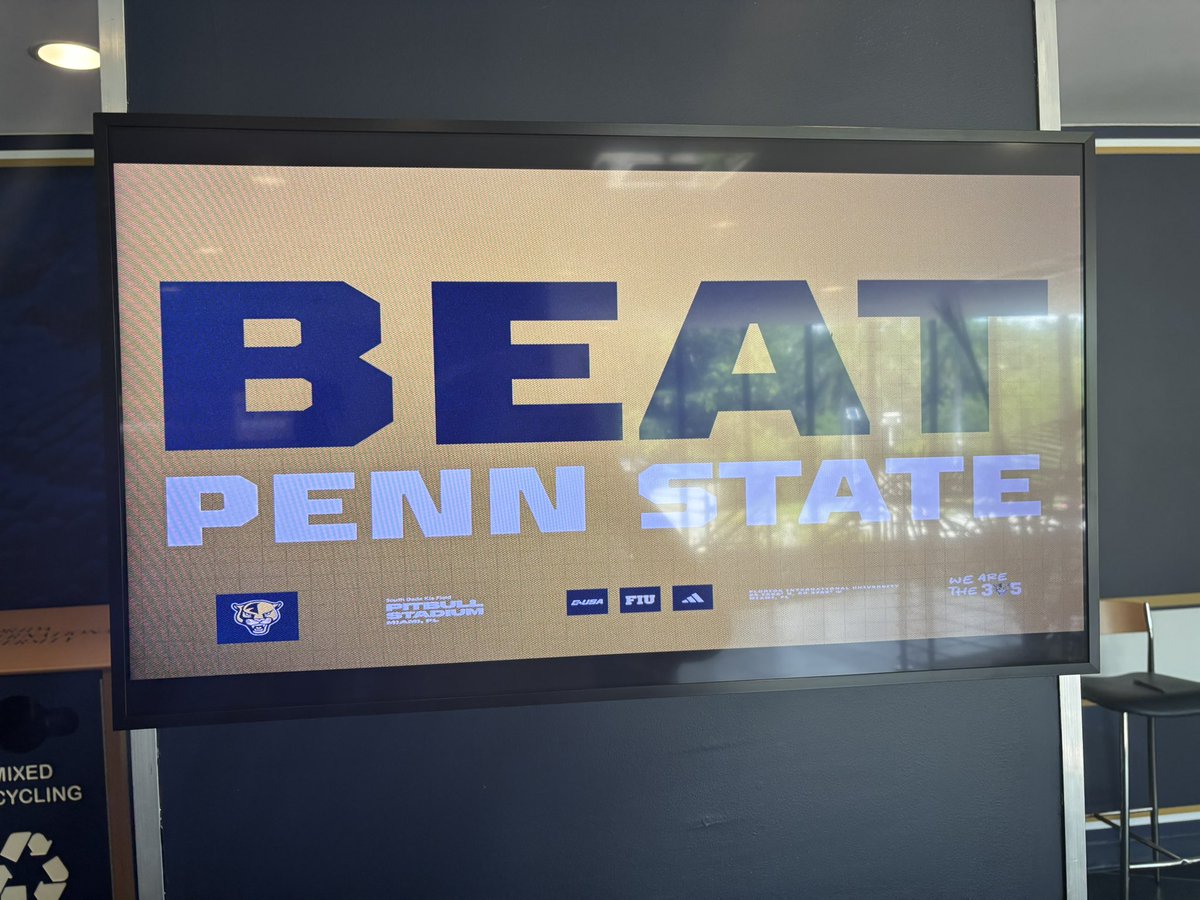 “BEAT PENN STATE” has been on all the TV’s in the FIU football fieldhouse ahead of Saturday’s matchup.

#FIU #PawsUp