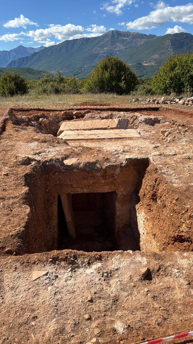 A massive tomb has been uncovered in eastern Albania. It contains funerary chambers, an antechamber, and a monumental staircase. 

The tomb is decorated with geometric stucco motifs and is dedicated to a “Gelliano” and Jupiter, in both Latin &amp; Greek. It has been dated to the 3rd