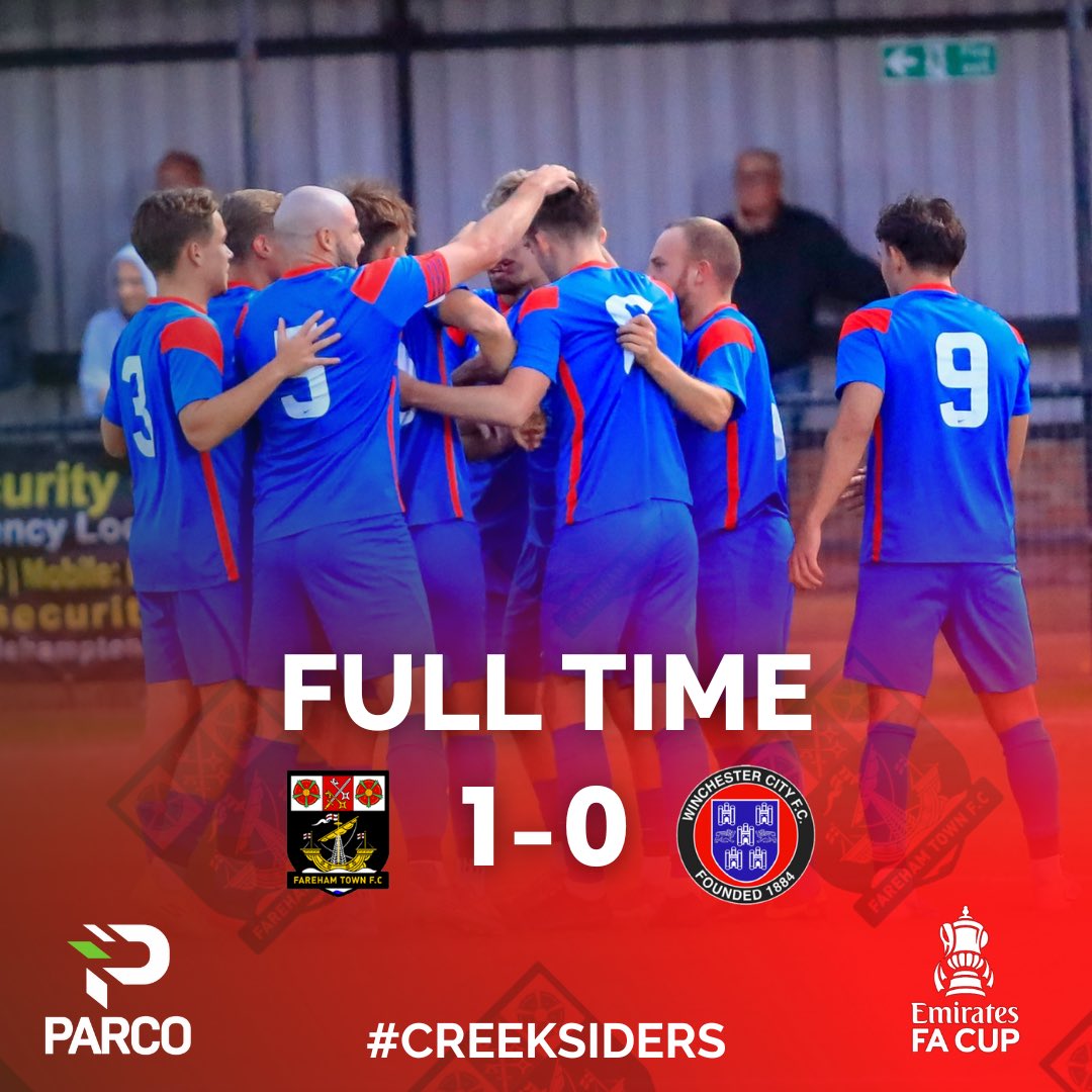 FULL TIME 

🔴1-0🔵 

We are through! 

We host <a href="/sholingfc/">Sholing FC</a> Saturday 13th Sept 

ATT 307

#Creeksiders ❤️🖤