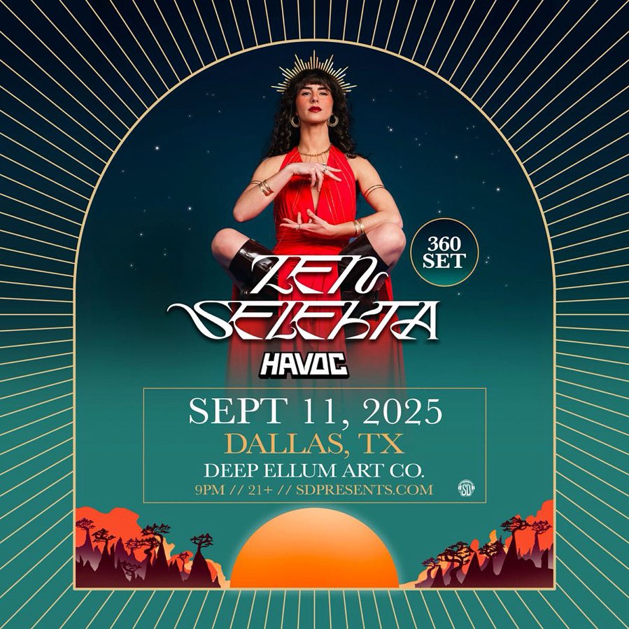 Coming up next weekend!

<a href="/zenselekta/">𝗭𝗘𝗡 𝗦𝗘𝗟𝗘𝗞𝗧𝗔</a> at Art Co, Dallas!

etix.com/ticket/p/31416…