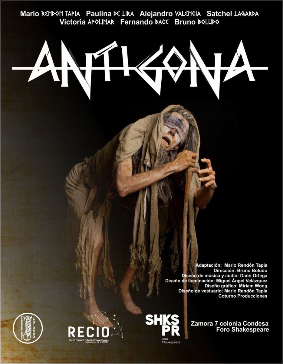 soy_loyolus's tweet photo. Este sábado 6 de septiembre la compañía de teatro @coturnoprod @coturnoteatro estrenan la puesta en escena “Antigona” en el @ForoShakespeare.

Con Mario Rendón Tapia, Paulina De Lira, Alejandro Valencia, Satchel Lagarda, Victoria Apolinar, Fernando BaCe, Bruno Boludo

Detalles👇🏽 https://t.co/inEpYhQME4