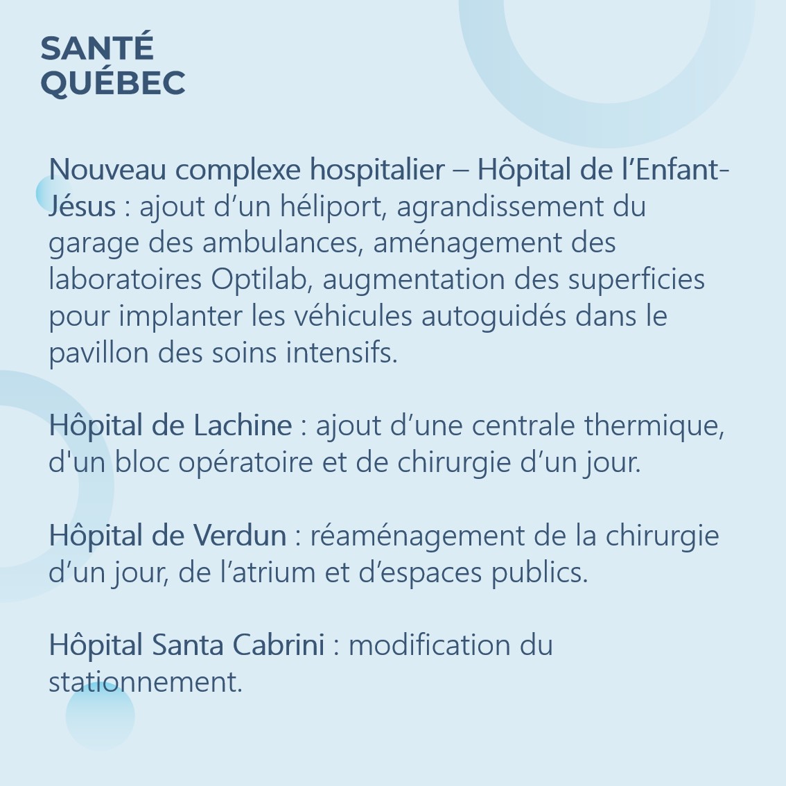 Mise au point | Voici des précisions sur les dépassements de coûts liés aux projets hospitaliers, marqués par l’inflation et l’évolution des besoins cliniques, pour mieux répondre aux besoins de la population. ⬇️
