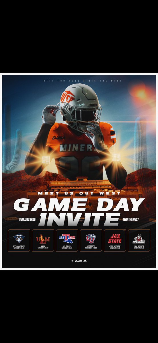 Beyond blessed to receive a game day invite! See you soon! Picks up!⛏️  <a href="/CoachMac_PHS/">Leigh McWhorter</a> <a href="/_coach_peter_/">Peter Rodriguez</a> <a href="/WillMontano/">Will Montano</a> <a href="/CoachSills10/">Gage Sills</a> <a href="/UTEPFB/">UTEP Football</a> <a href="/Fchavezeptimes/">Felix Chavez</a>