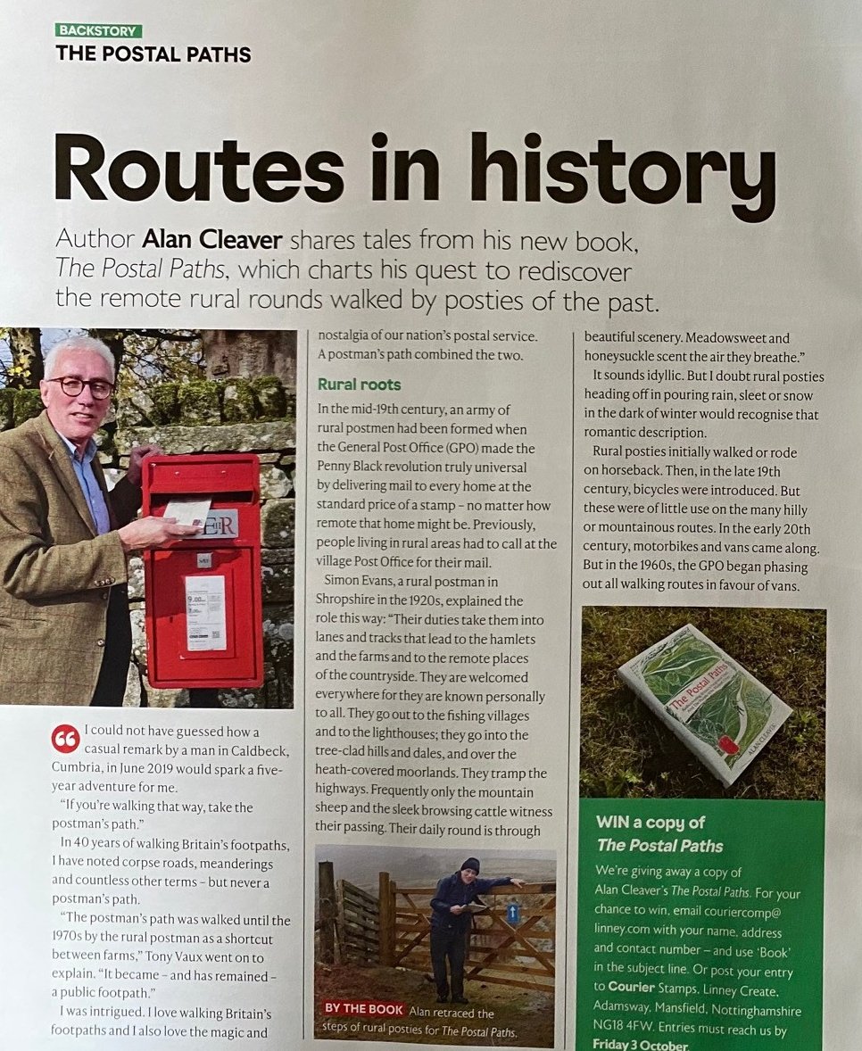 Posties and former posties may wish to keep an eye out for the latest Royal Mail Courier in-house magazine which features a lovely article on my book, The Postal Paths (I don't think there's an online version)...