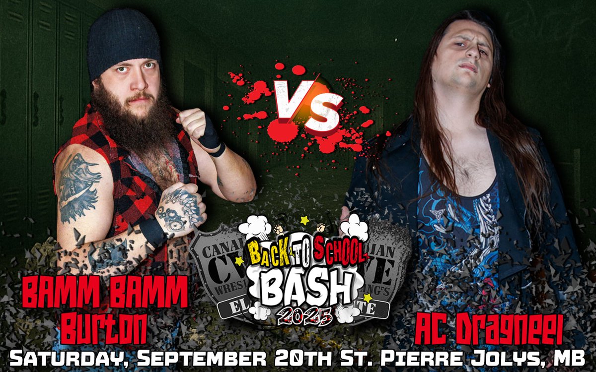 Sept 20 <a href="/CWECanada/">Canadian Wrestling's Elite</a> St Pierre Jolys, Manitoba: 

<a href="/AdrienBB_Burton/">Adrien Burton</a> vs. <a href="/AC_DRAGNEEL/">AC Dragneel</a>