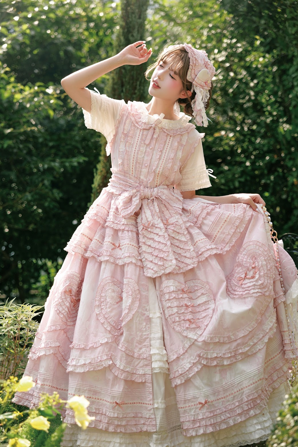 ラスト１点⭐︎可愛いブルーとピンクのロリータドレス♡ 蝶☆ピンク フルセット 甘ロリ クラロリ しゅくれどーる