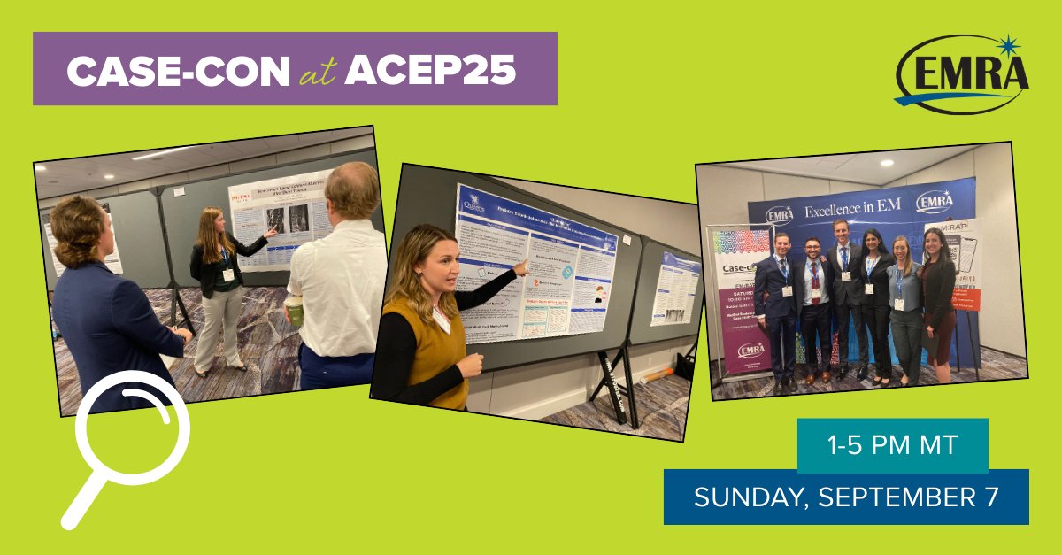 emresidents's tweet image. Join us for EMRA’s Case-con on Sept. 7, the ultimate research and case presentation competition! We had a record-breaking 56 papers and cases submitted this year. Learn more: bit.ly/46PsDX8

#CaseCon #EMResearch #EmergencyMedicine #EMRA25 #ACEP25