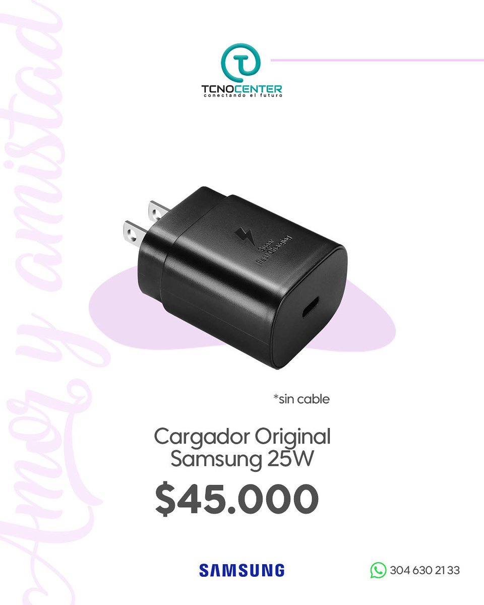 TcnocenterC's tweet image. 💖✨ Porque el amor también se mide en energía…
Este mes de Amor y Amistad, sorprende con el Cargador Original Samsung 25W ⚡, la forma más rápida y segura de mantener a quienes quieres
Un detalle práctico que nunca falla 💌
📲 ¡Haz tu pedido y regala conexión sin límites!