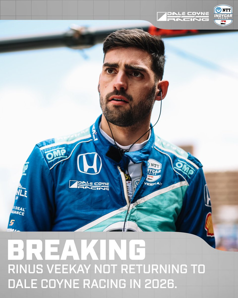 NEWS: Rinus VeeKay will not return to Dale Coyne Racing for the 2026 season.