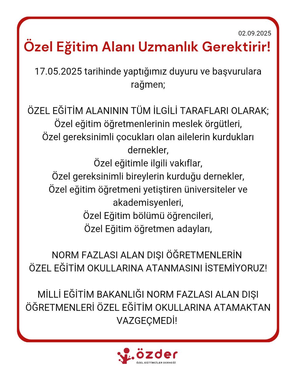 #AlanDışıOzelEgitimeHayır