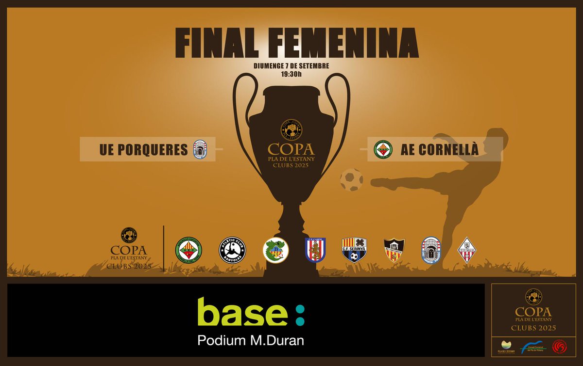 Diumenge dia 7 a les 19:30  no us perdeu la final femenina entre  <a href="/UEPorqueres_/">UNIÓ ESPORTIVA PORQUERES🎗</a>  i <a href="/AECornellaTerri/">AECornella del Terri</a>  !
