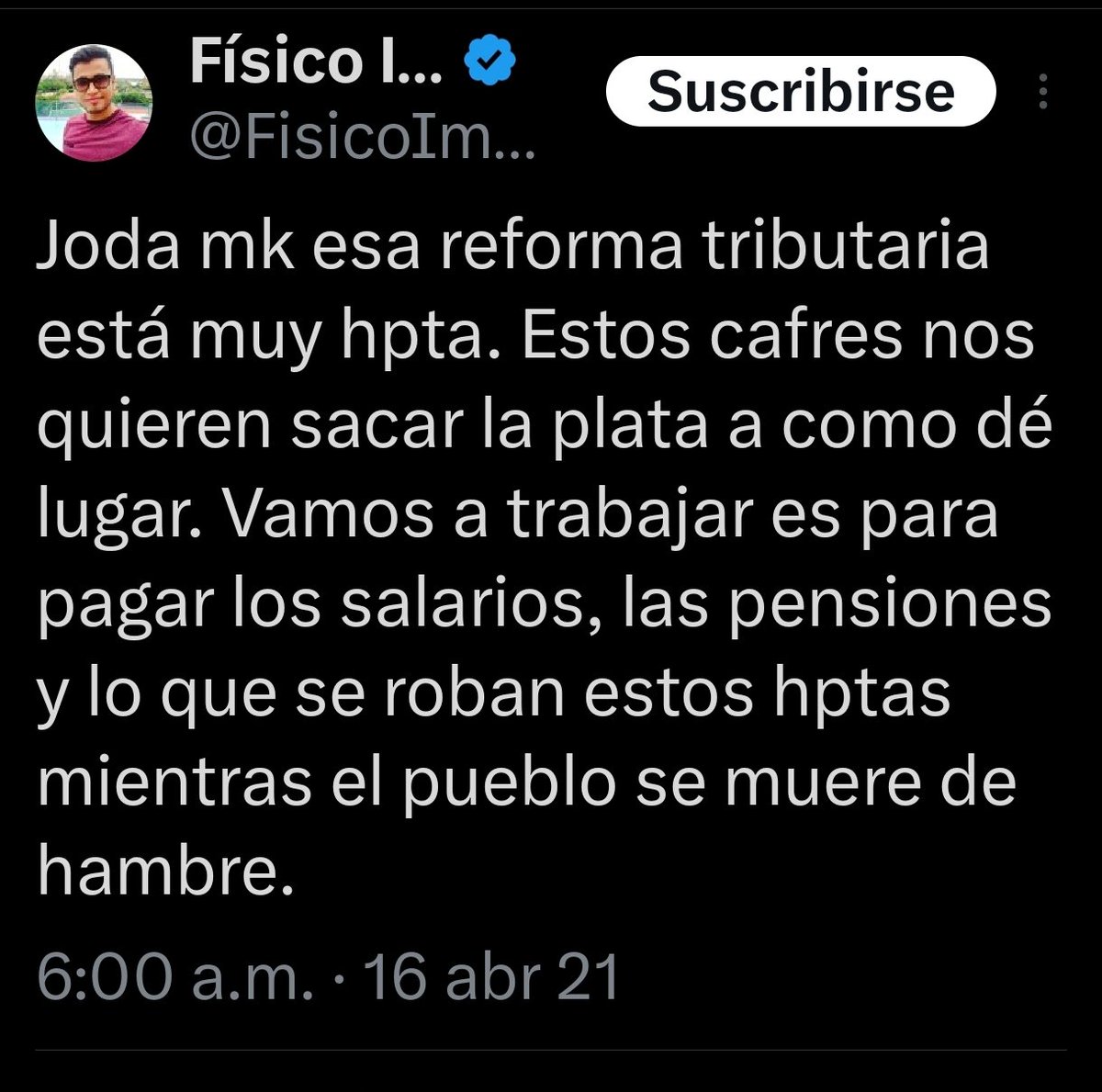 JorgeFigueroaClausen (@figuerjoda) on Twitter photo Presidente <a href="/petrogustavo/">Gustavo Petro</a> su bodeguero <a href="/FisicoImpuro/">Físico Impuro</a> piensa que usted es un cafre...
Tomar NOTA...! Presidente <a href="/petrogustavo/">Gustavo Petro</a> su bodeguero <a href="/FisicoImpuro/">Físico Impuro</a> piensa que usted es un cafre...
Tomar NOTA...!