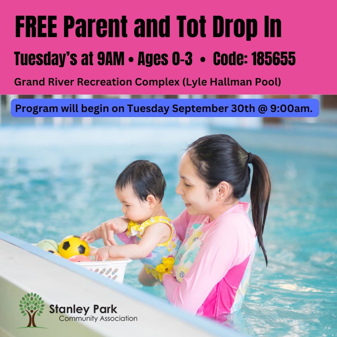 DATE CORRECTION: Our FREE Parent and Tot Drop In Playtime &amp; Swim is Starting Tuesday Sept 30th at 9am at Lyle Hallman Pool is for tots aged 3 and under.  More information: ow.ly/FYRt50WPT9n
#DropInSwim #ThingsToDoKitchener #ExploreKitchener #KWAwesome