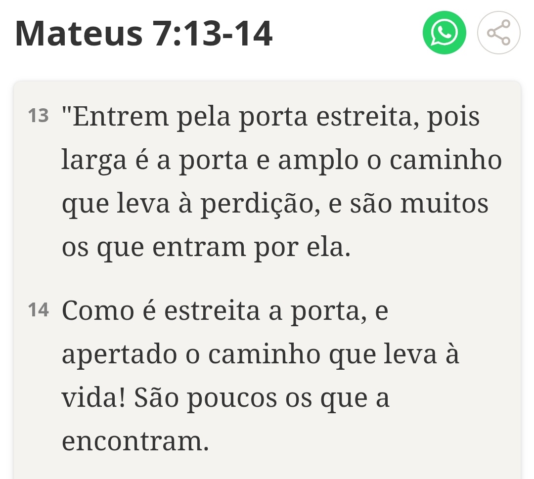 Falando em Bíblia, eu li uma passagem aqui em Mateus 7, 13-14: 

"ENTREM PELA PORTA ESTREITA!"

Ou seja: Se você não focar na academia e na dieta pra emagrecer, você não vai deixar de ter uma circunferência abdominal larga e não vai entrar na porta estreita para o reino dos céus
