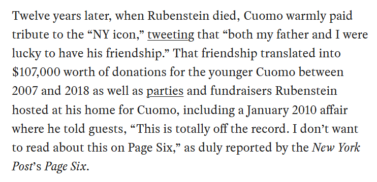 NEW: One of Cuomo's best friends &amp; allies did PR for Jeffrey Epstein in 2006. The other half of that PR team - a Cuomo donor &amp; fundraiser whose friendship Cuomo said he was "lucky" to have - lauded Epstein &amp; attacked his victims.

Just 2 of several not-yet-reported examples.🧵