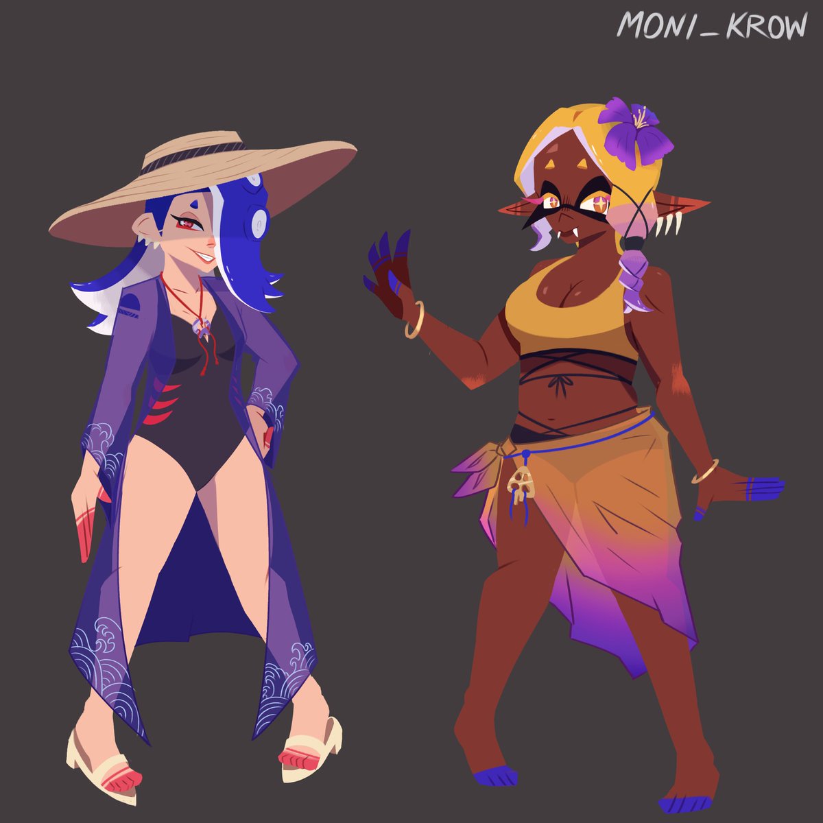 Shiver and Frye in beach outfits for the end of summer
#splatoon