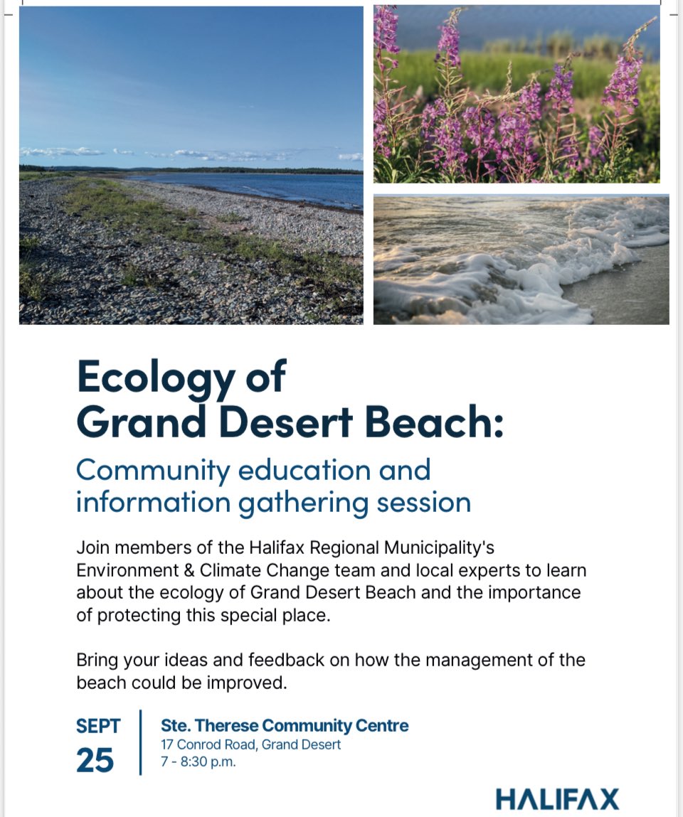 Time has come to have a frank and open discussion about the use and abuse of the Dyke Road beach in Grand Desert . Community meeting at the Ste. Therese Centre - Thursday Sept 25/25 at 7 PM.