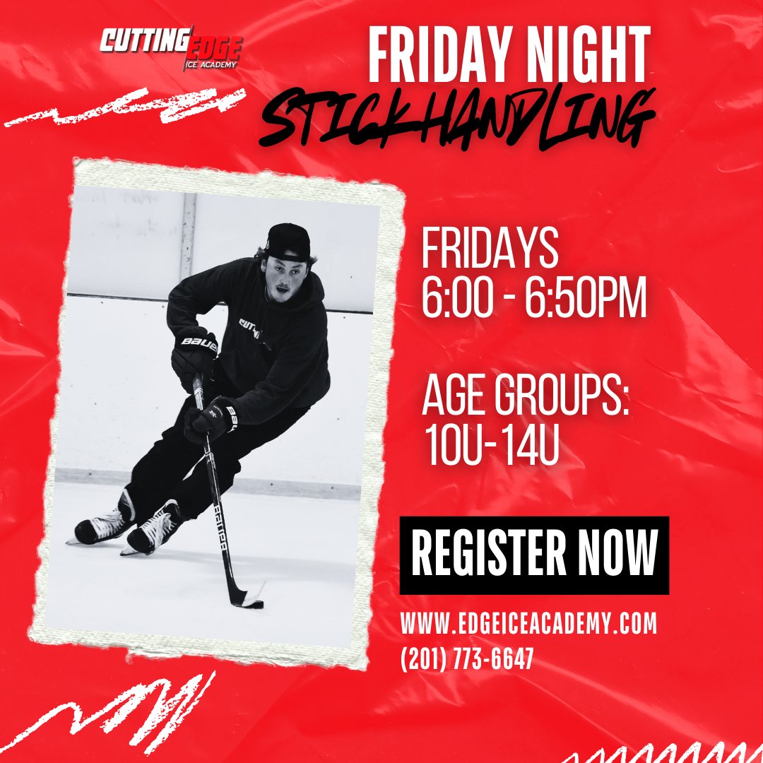 EdgeIceAcademy's tweet image. Friday nights are for fast hands. High-tempo drills that build confidence and control with the puck.

🕕 Fridays | 6:00–6:50PM
👥 Ages 10U–14U
🌐 Register at edgeiceacademy.com
.
.
.
#HockeyTraining #Stickhandling
#CuttingEdgeIceAcademy #YouthHockey #NJHockey…