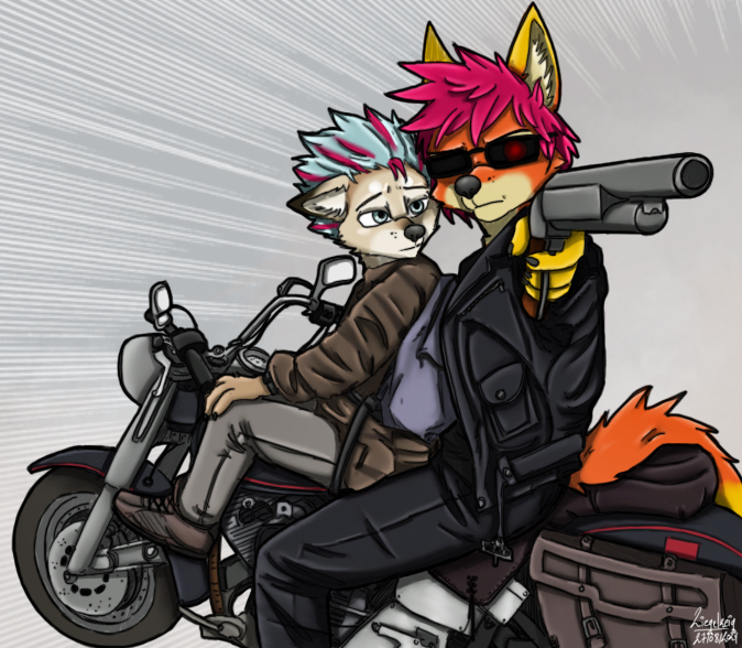 Another movie parody realized as a doodle for FireFox, featuring his sona and his OC Steam, in the iconic scene from the movie Terminator 2. 

Have a nice day,  

Zieg'