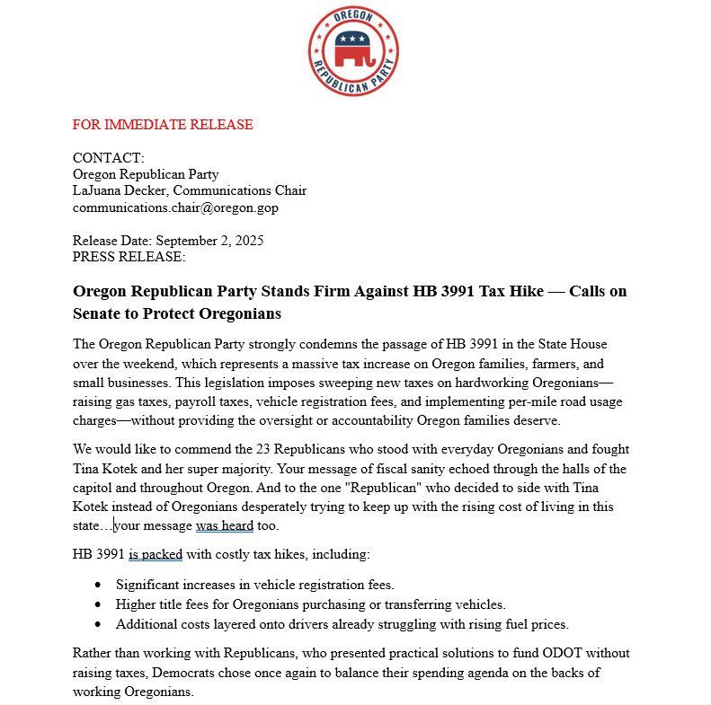 Oregon GOP tweet media