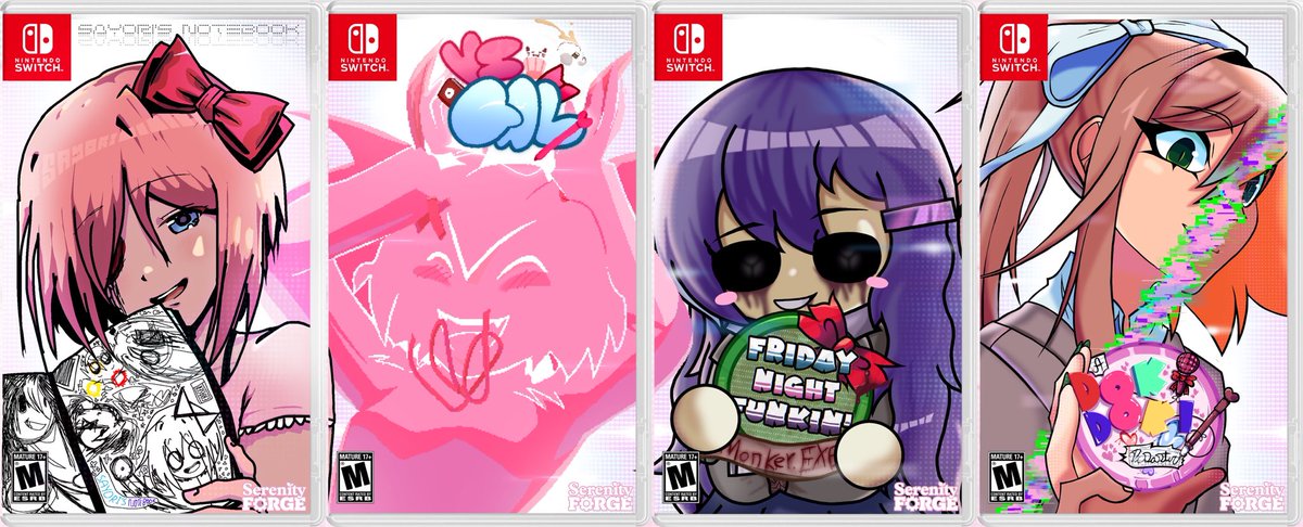 FNF: A Doki Doki Disaster! (@dokiweek) on Twitter photo In occasion of the new cover arts for DDLC+, we collaborated with our mod friends to make our own ones!
Thank you, <a href="/SerenityForge/">Serenity Forge</a> and <a href="/_Satchely/">Satchely</a> for making the original ones!
(In order we have <a href="/SayoriNotebook/">Sayori's Notebook Mod Official</a>, <a href="/vsourpleddlcmix/">FNF: Vs GAL</a>, <a href="/razc2L/">Kokoro</a> Monker.exe and ours)
#FNF #DDLC #Doki In occasion of the new cover arts for DDLC+, we collaborated with our mod friends to make our own ones!
Thank you, <a href="/SerenityForge/">Serenity Forge</a> and <a href="/_Satchely/">Satchely</a> for making the original ones!
(In order we have <a href="/SayoriNotebook/">Sayori's Notebook Mod Official</a>, <a href="/vsourpleddlcmix/">FNF: Vs GAL</a>, <a href="/razc2L/">Kokoro</a> Monker.exe and ours)
#FNF #DDLC #Doki