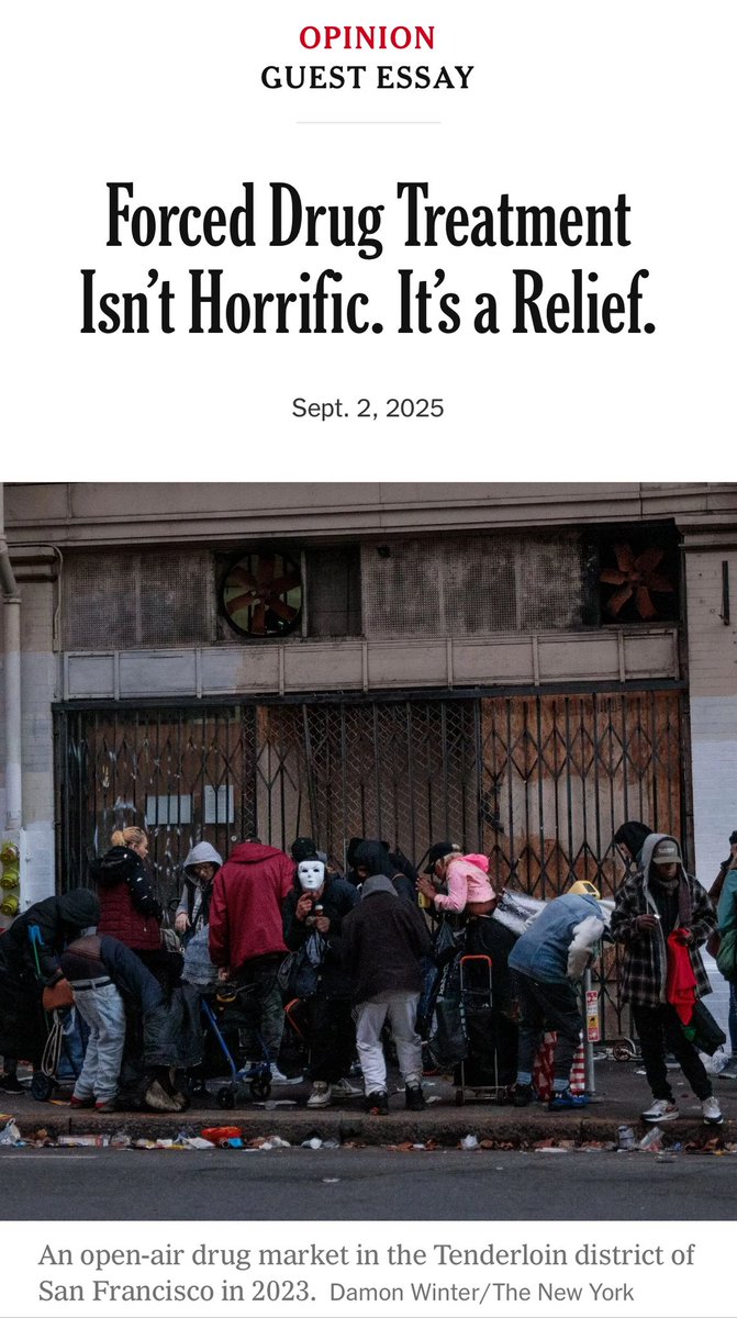 FORCED DRUG TREATMENT IS DANGEROUS. 

👆This crucial fact was left out of the guest essay written by psychologist Keith Humphreys in today’s <a href="/nytimes/">The New York Times</a>: “Forced Drug Treatment Isn’t Horrific. It’s a Relief.”

By “relief,” Keith seems to mean relief for the public at no longer