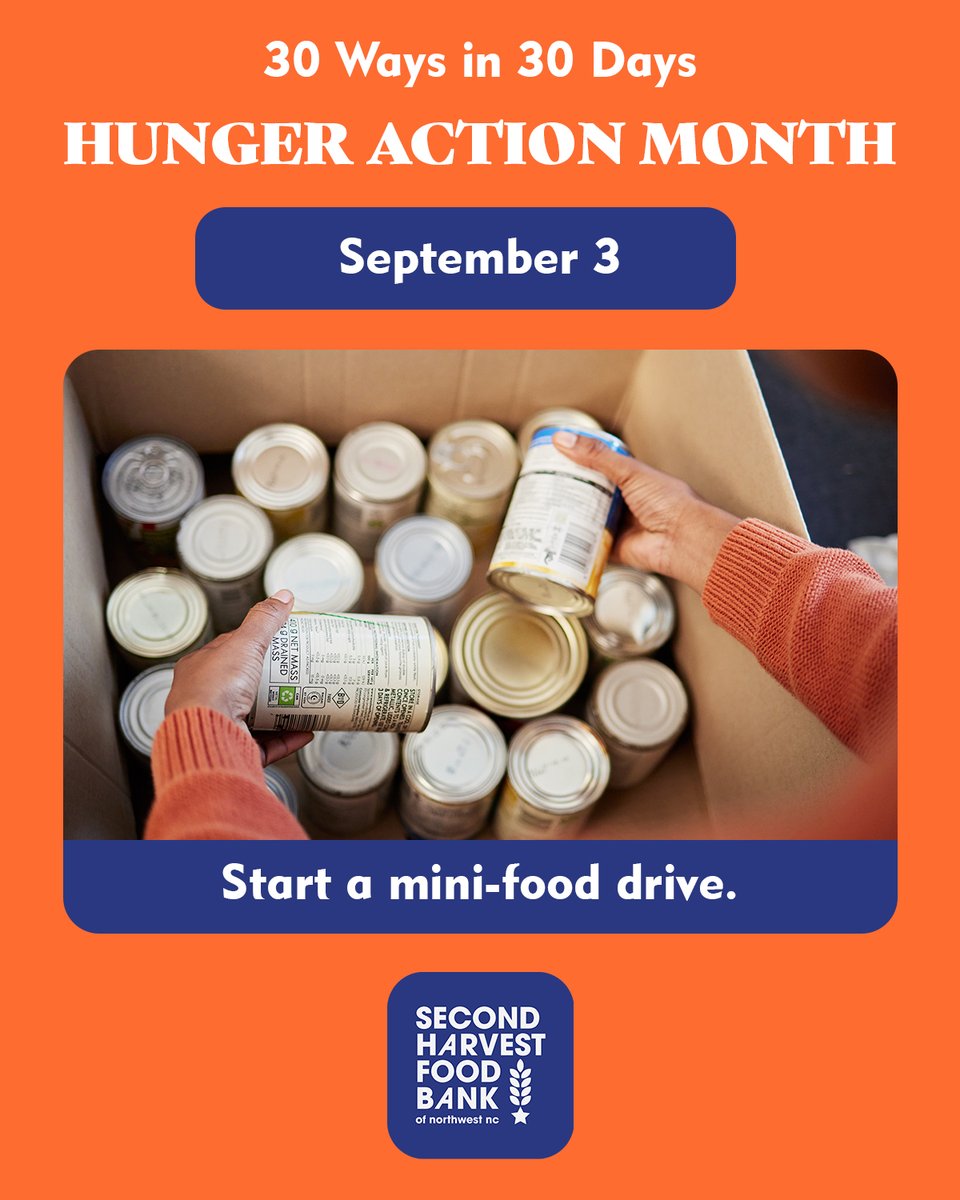 Start a mini-food drive with your coworkers, neighbors, or faith community. Let us know your plans here 👉 SecondHarvestNWNC.org/host-a-food-fu…