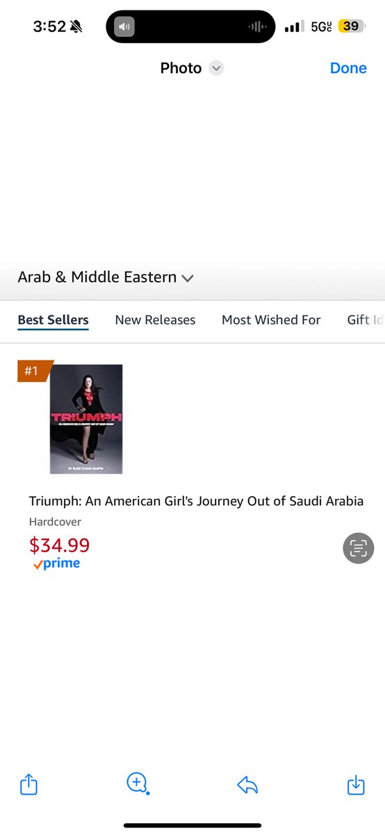 The book came out Sunday and today it’s on Amazon as the number one biography in the category: Arab and Middle Eastern biographies. 

Thank you all! 

amazon.com/Triumph-Americ…

#Saudi_Arabia #progressforksa
 #أنا_ولية_أمري #المملكة_العربية_السعودية #triumph #elisemartin