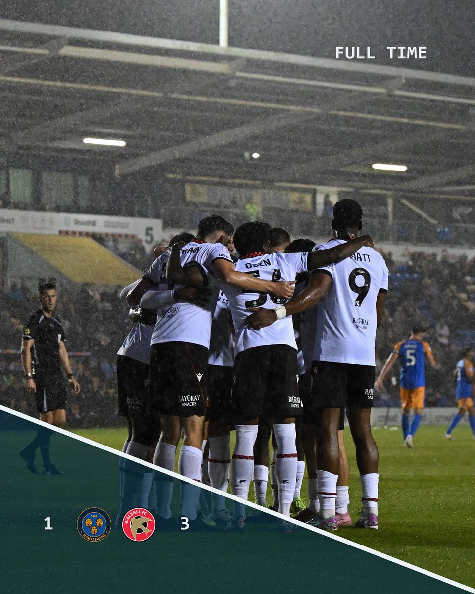 Walsall for the win in a 1-3 match vs Shrewsbury Town.