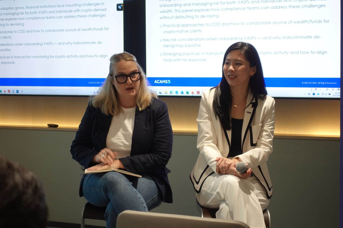 Last week, @policyfoodie joined speakers from @SCventuresdna, @GibsonDunn,  and @ACAMS_aml for a timely panel on on CDD, source of wealth, and crypto  risk monitoring. It was a valuable exchange on enabling safe,
