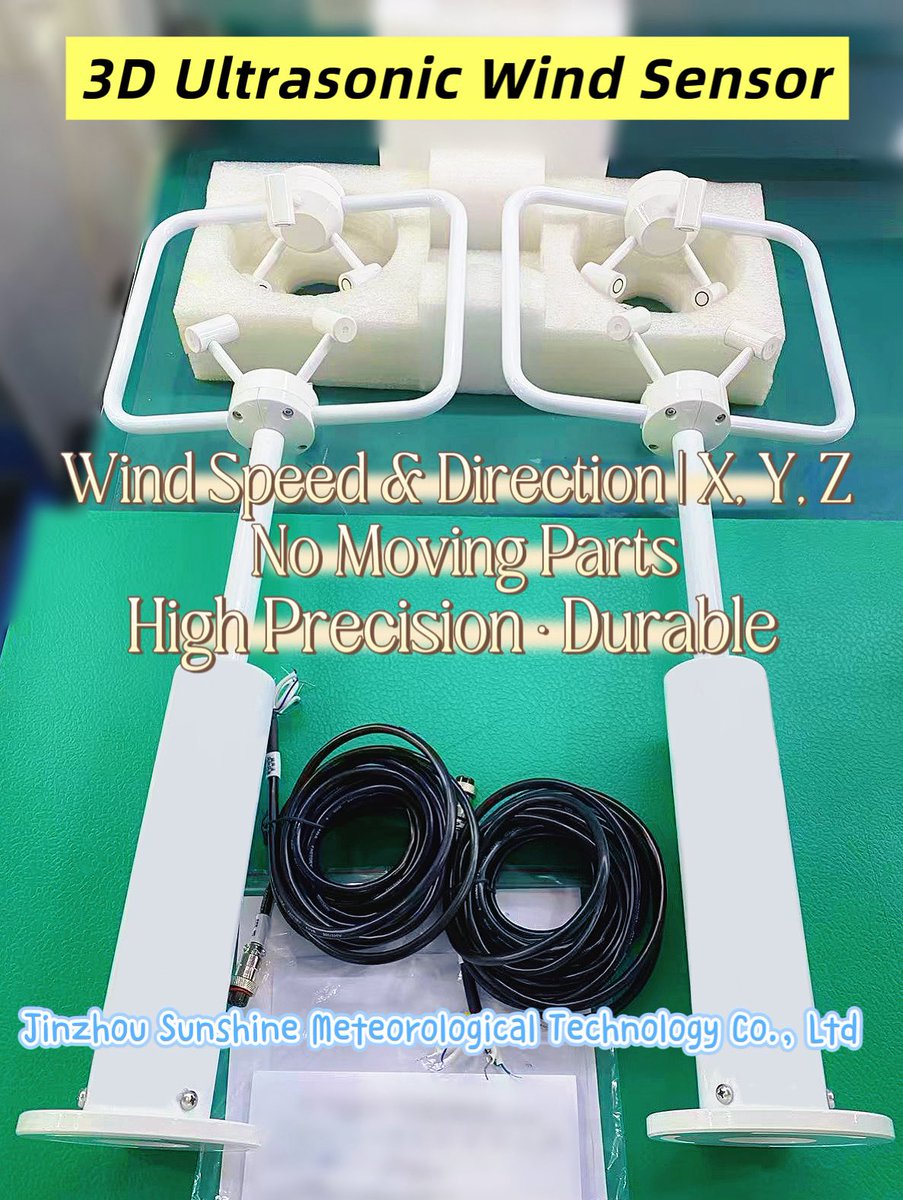 JZSunshineMET's tweet image. Straight from our factory floor 🏭✨
This 3D ultrasonic wind sensor measures wind in all directions – horizontal & vertical 🌬️.
Get U, V, W vector output for accurate wind tracking in real time. #WindSensor #3DAnemometer #WeatherTech #WindEnergy #Meteorology #ClimateScience