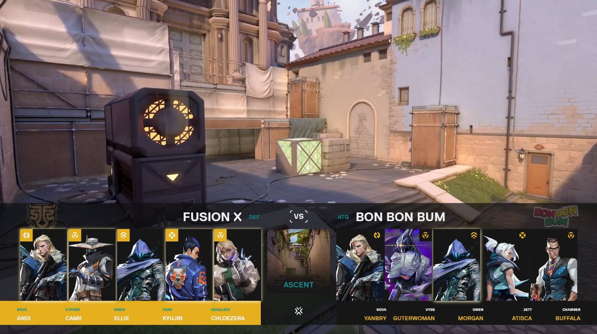 2do Mapa: ASCENT | #VCTGameChangers 

<a href="/fusionfsgg/">FUSION</a> 1 - 0  <a href="/BonBonBumContra/">Bon Bon Bum Contra🇨🇴⚡</a> 

🔴Bo3 | En vivo ahora por valorantesports.com