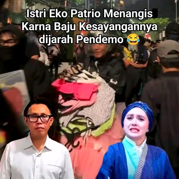 Istri Eko Patrio Menangis Karna Baju Kesayangannya Dijarah Pendemo.

Benarkah begitu?☝️
#PrabowoDikudetaRakyatRevolusi 

Gak ada buku2 gitu di rumah DPR yang menentukan hitam putihnya negara? Goblok semua
#PrabowoDikudetaRakyatRevolusi
