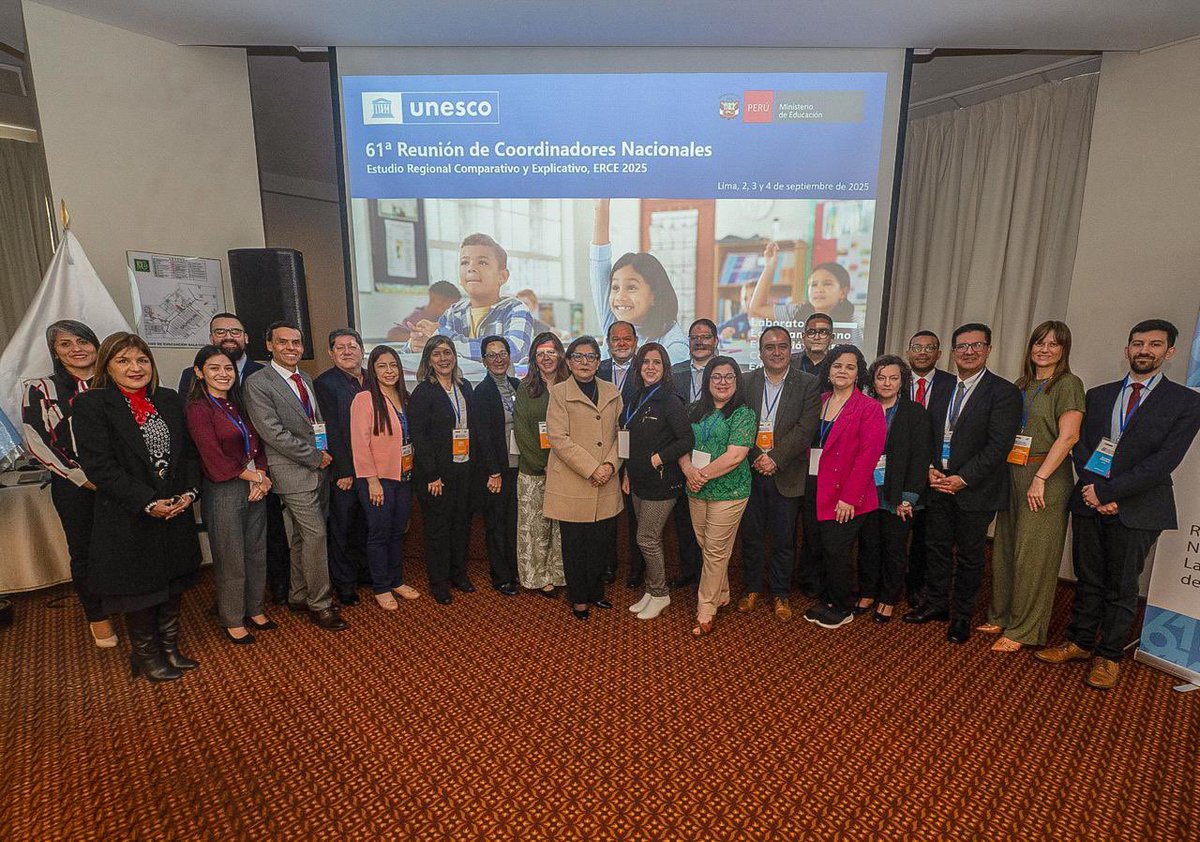 📊 Hoy se inauguró la 61.ª Reunión de Coordinadores Nacionales del Laboratorio Latinoamericano de Evaluación de la Calidad de la Educación (LLECE), que tiene como anfitrión al Perú y congrega a representantes de 18 países y un Estado de la región. En esta jornada inicial se
