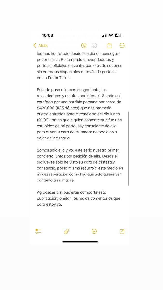 nppsnp's tweet photo. @CHAYANNEMUSIC Estimado, @CHAYANNEMUSIC 
Sin saber ocupar bien esta aplicación, escribo desde mi desesperación como hija. Ha escuchado alguna vez que las cosas malas vienen juntas: avergonzada, estafada y cansada.
Necesito ayuda para cumplirle un sueño a mi madre.
💌natiplanescontacto@gmail.com https://t.co/JkFvBOcvAv