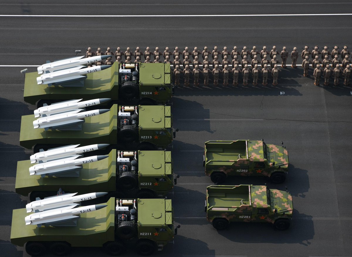 China's hypersonic anti-ship missiles, including YingJi-19, YingJi-17 and YingJi-20, passed through Tian'anmen Square in Wednesday's V-Day parade. The formation also included YingJi-15 missile.