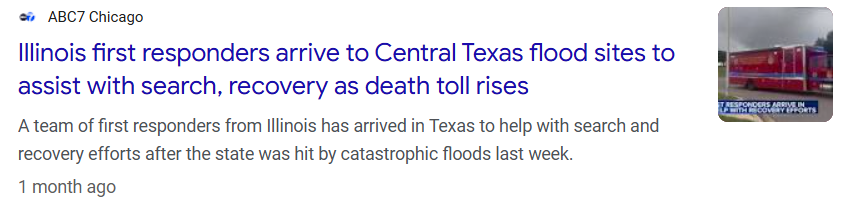 I'm suddenly remembering that when Texas had those horrible floods that took the lives of many young girls, Illinois sent aid. The people of Illinois stepped up to help Texas.

I know I shouldn't expect much, but maybe Texas should remember that.