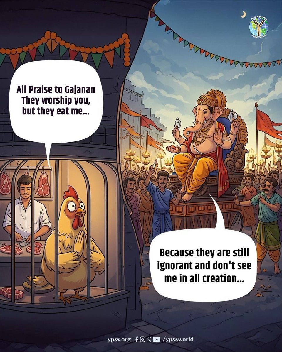 YPSSWorld's tweet photo. Ganpati ji(Elephant headed God) - Because they are still ignorant and don’t see me in all creation… 
#Ganesha #Choices #Wisdom https://t.co/BaUiPVh25A