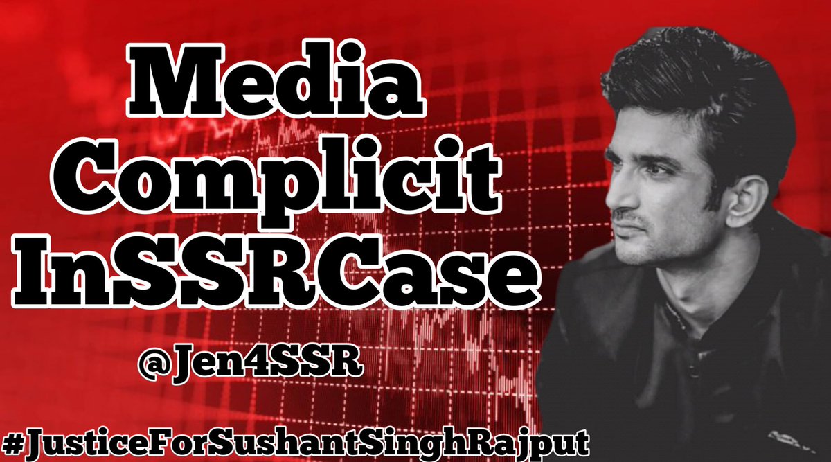 MTL:
Media Complicit InSSRCase

ETL:
Sushant A True Artist

How many times will we have to demand justice for innocent victims?

<a href="/CBIHeadquarters/">Central Bureau of Investigation (India)</a> <a href="/narcoticsbureau/">NCB INDIA</a> <a href="/dir_ed/">ED</a> <a href="/DoPTGoI/">DoPT</a> <a href="/MLJ_GoI/">Ministry of Law and Justice</a> <a href="/Dev_Fadnavis/">Devendra Fadnavis</a> <a href="/PMOIndia/">PMO India</a> 

PC: <a href="/Jen4SSR/">Jen4SSR🇲🇻</a>