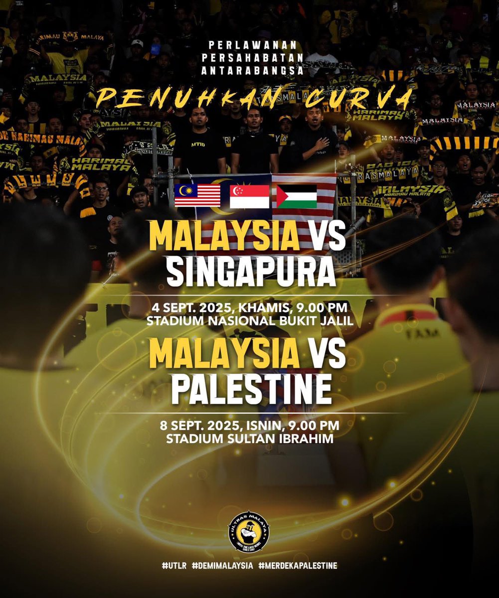 Semarakkan Jiwa Demi Malaysia 🟡⚫️
Perlawanan persahabatan antarabangsa, langkah penyatuan semula anak watan di seluruh pelusuk negara. Ayuh turun ke stadium demi malaysia.

Tiket 👉🏻 megatix.com.au/events/tier-1-…

#UTLR
#DemiMalaysia
#EkorHarimauSejati
