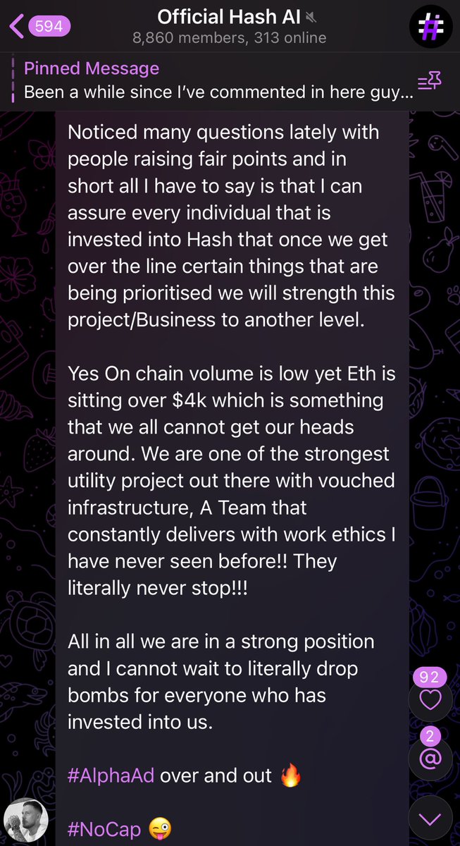 Message loud and clear from the CEO of ⁦<a href="/OfficialHashAI/">Hash AI</a>⁩ and we’re for it.

Trust in teams that deliver in their words every time…. And $HASHAI does have the receipts.
#AlphaAd is on the loose.  That’s #NoCap and always 💯