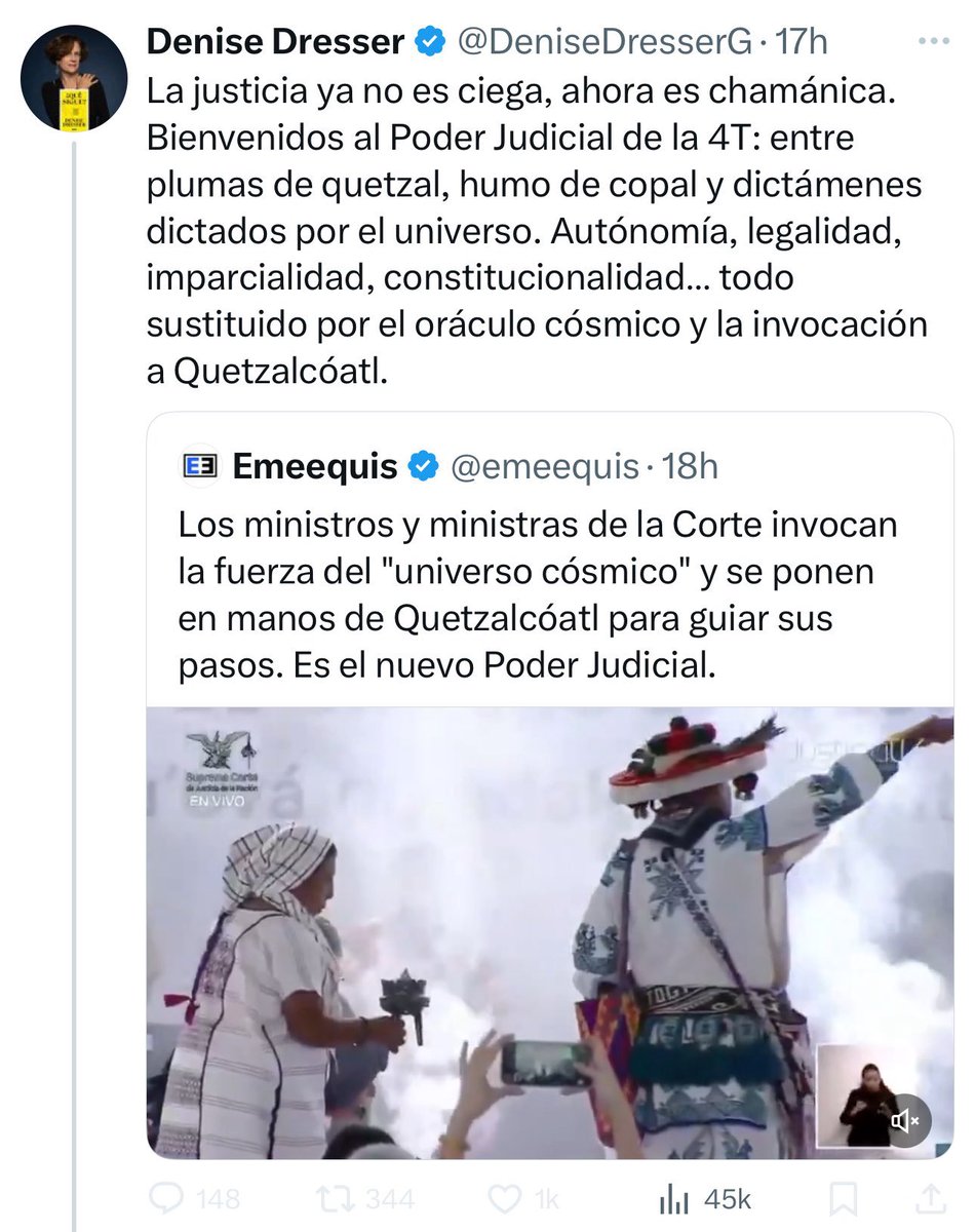 La derecha de México desprecia a su país y sus tradiciones. Nunca les ha parecido mal que el poder judicial invoque a Dios o al espíritu santo. Son creaciones culturales judeo-cristianas que llegaron con la conquista y valen científica y religiosamente lo mismo que Quetzalcóatl.