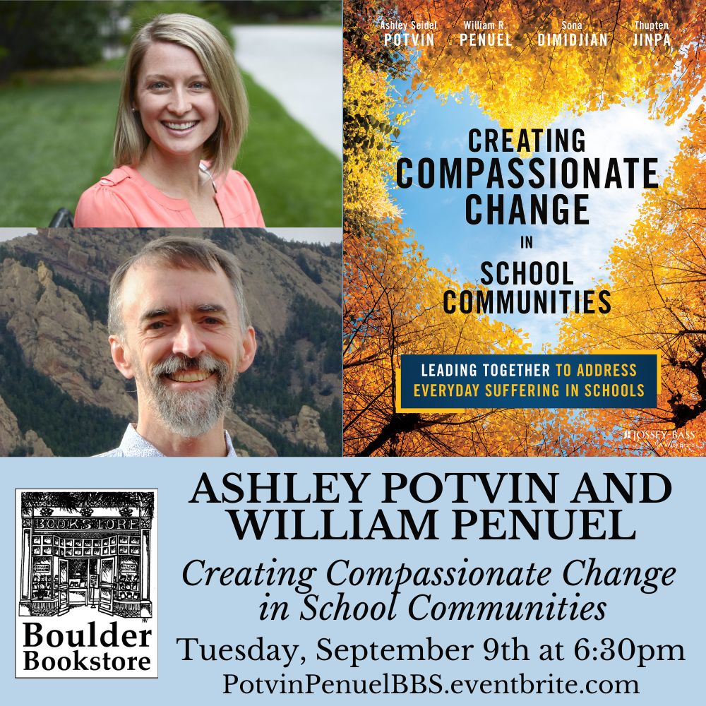boulderbooks's tweet photo. Compassion and dignity provide an essential framework for building inclusive schools. This book focuses on how educators can cultivate humanizing school environments. Join us next week when Ashley Potvin &amp; William Penuel will be here to celebrate their new book! https://t.co/DKkaNa9ZxA