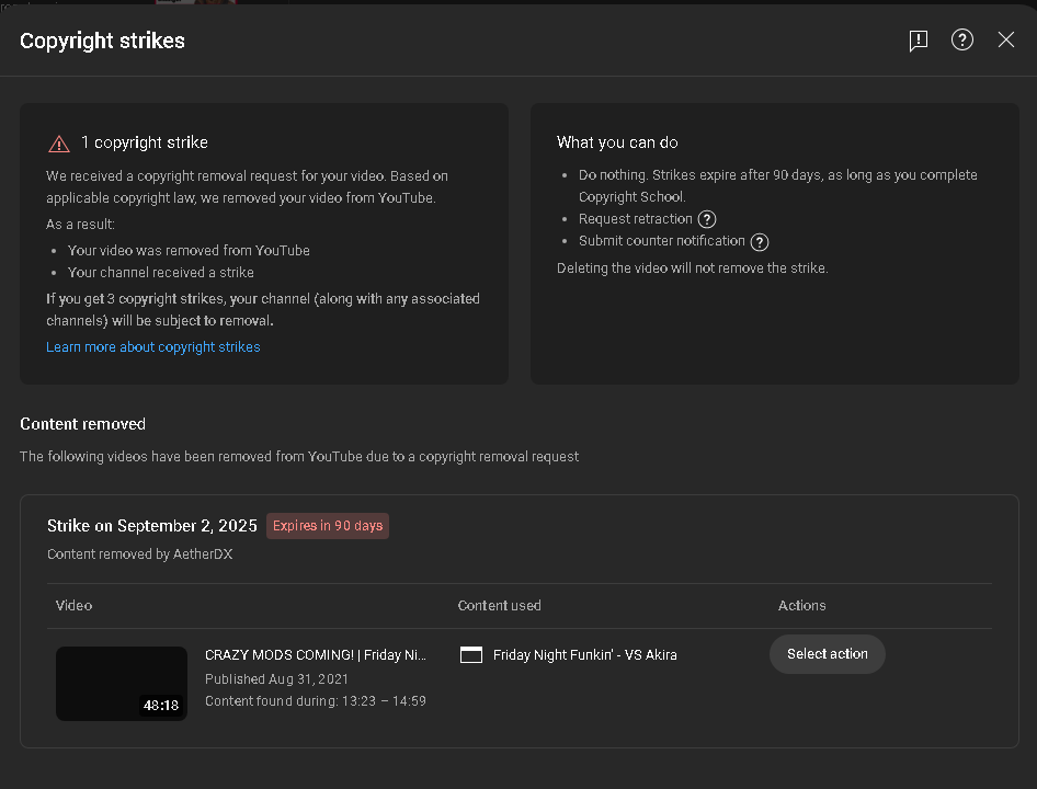 8owser16's tweet image. WHAT IN THE HELL!!!!! THIS IS A VIDEO FROM 2021 AND ITS A FNF MOD! HOW CAN AN FNF MOD COPYRIGHT STRIKE!!!!!