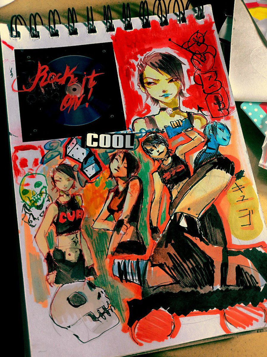 b4 u start to do idk what u start to do look at my finished sketchbook page with cuube 🥱 (thank my friend for giving me acrylic markers now i want to spent all my salary on em)