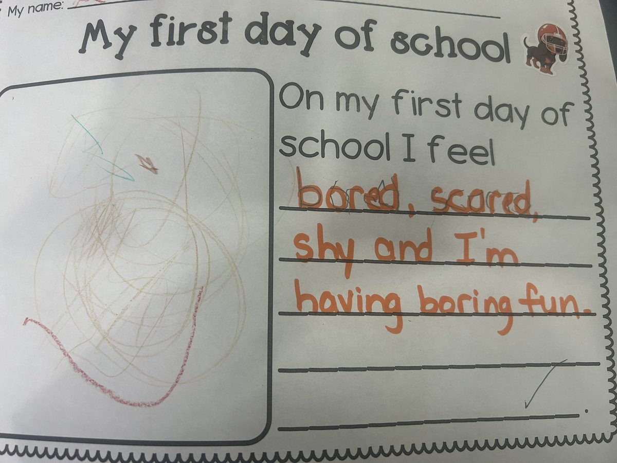 Grade 1 realness… Boring fun 😂

Word on the street is he’ll be back tomorrow.